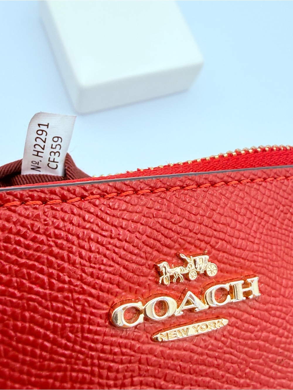 Coach Corner Zip Pebble Leather Wristlet - Picture 4 of 6